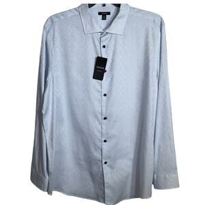 Alfani Men's Regular-Fit Medallion-Print dress shirt , White/blue  XXL $60